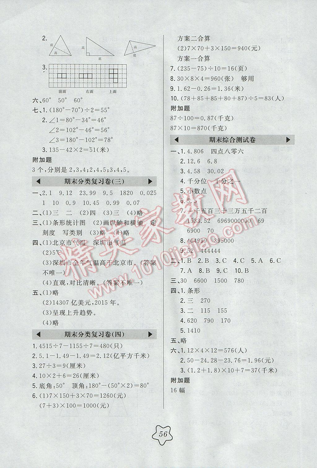 2017年北大綠卡四年級數(shù)學下冊人教版 參考答案第11頁