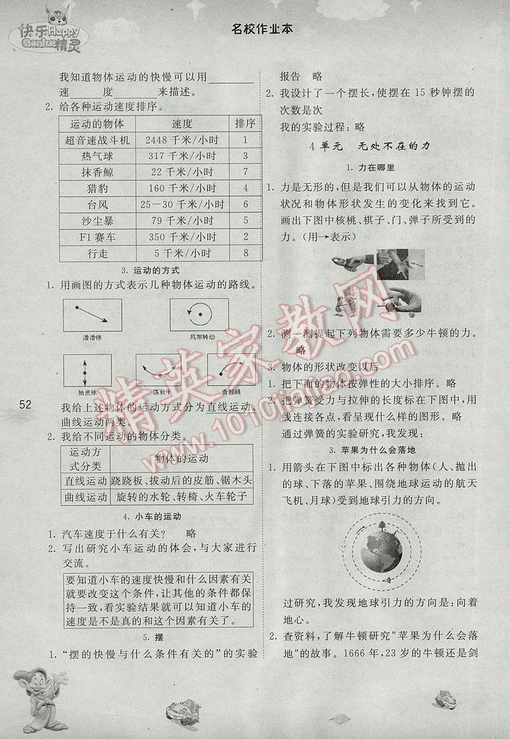 2017年名校作業(yè)本四年級科學下冊蘇教版 參考答案第11頁