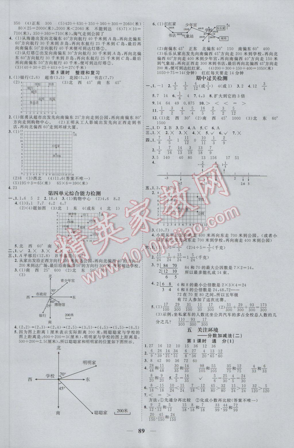 2017年陽光課堂課時優(yōu)化作業(yè)五年級數(shù)學(xué)下冊青島版 參考答案第5頁