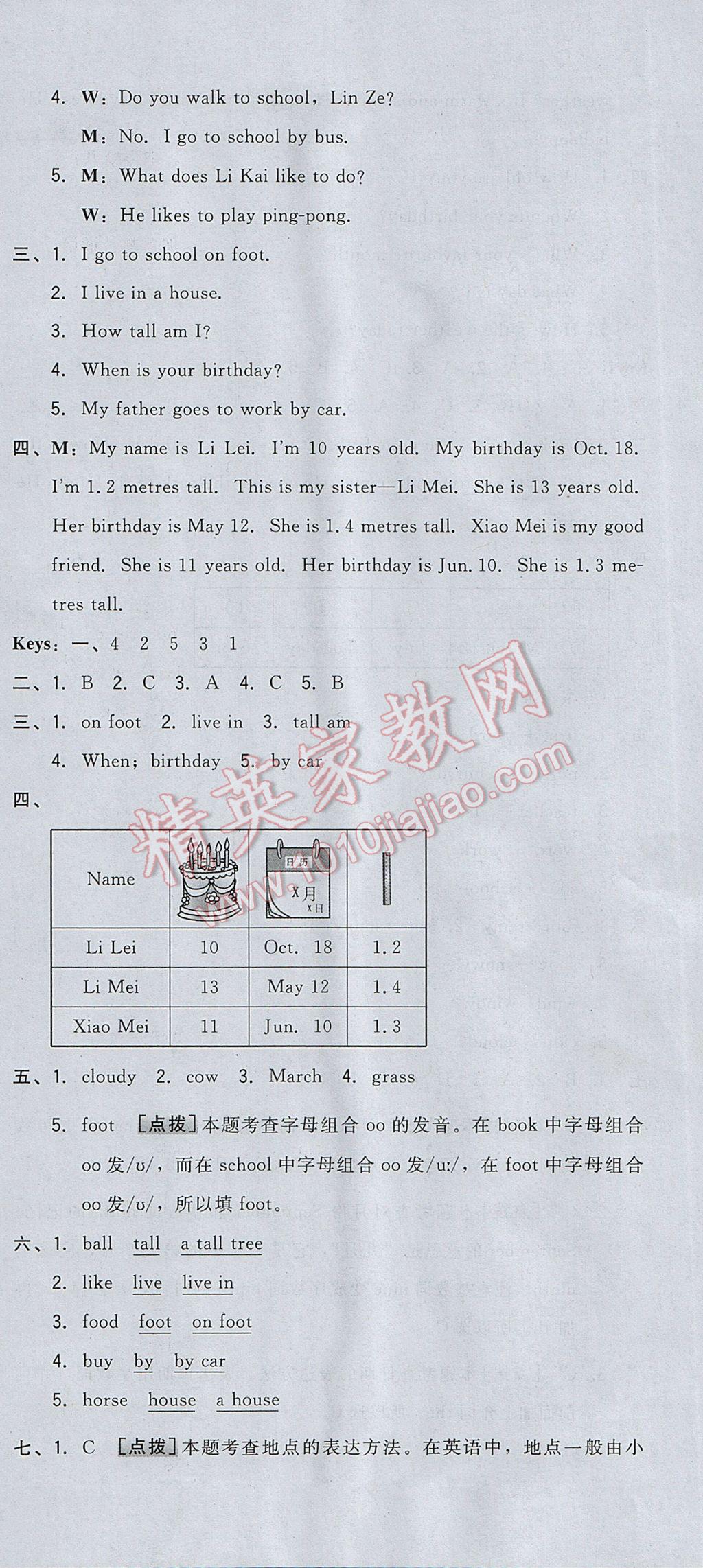 2017年好卷四年級(jí)英語(yǔ)下冊(cè)冀教版三起 參考答案第6頁(yè)