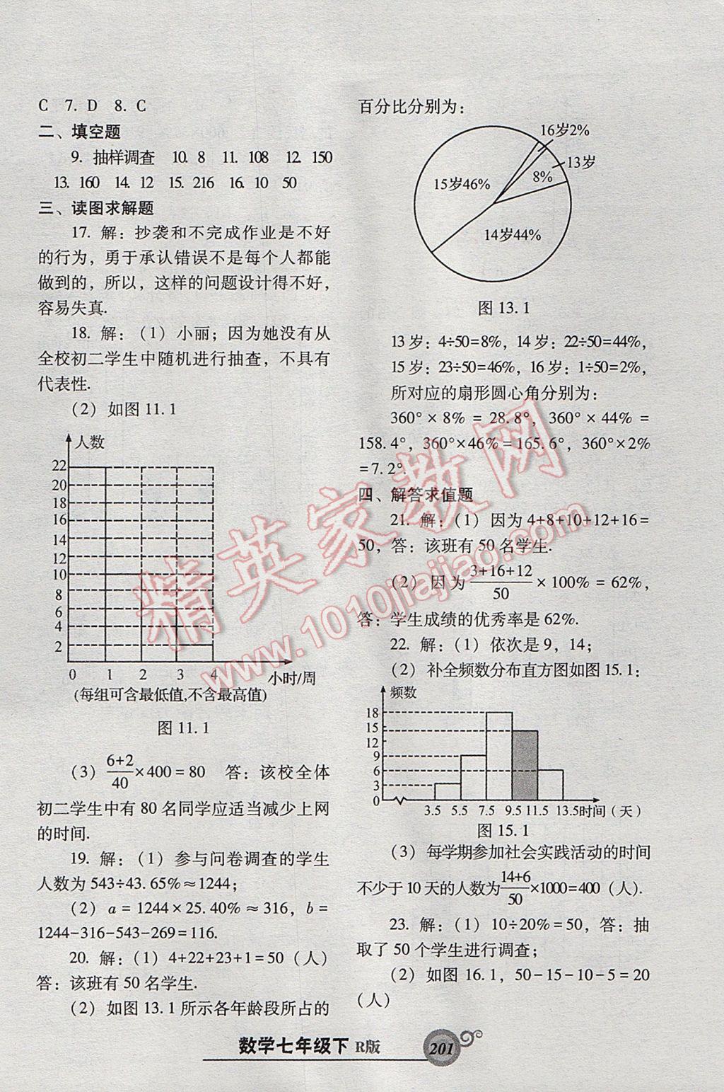 2017年尖子生新课堂课时作业七年级数学下册人教版 参考答案第45页