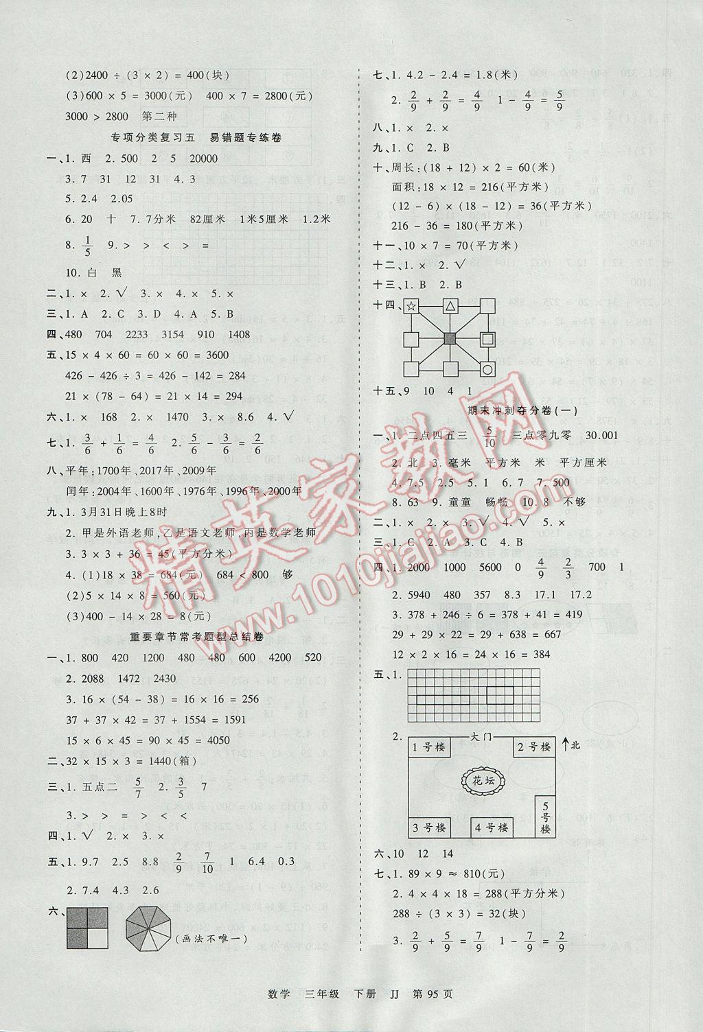 2017年王朝霞考點(diǎn)梳理時(shí)習(xí)卷三年級(jí)數(shù)學(xué)下冊(cè)冀教版 參考答案第7頁(yè)