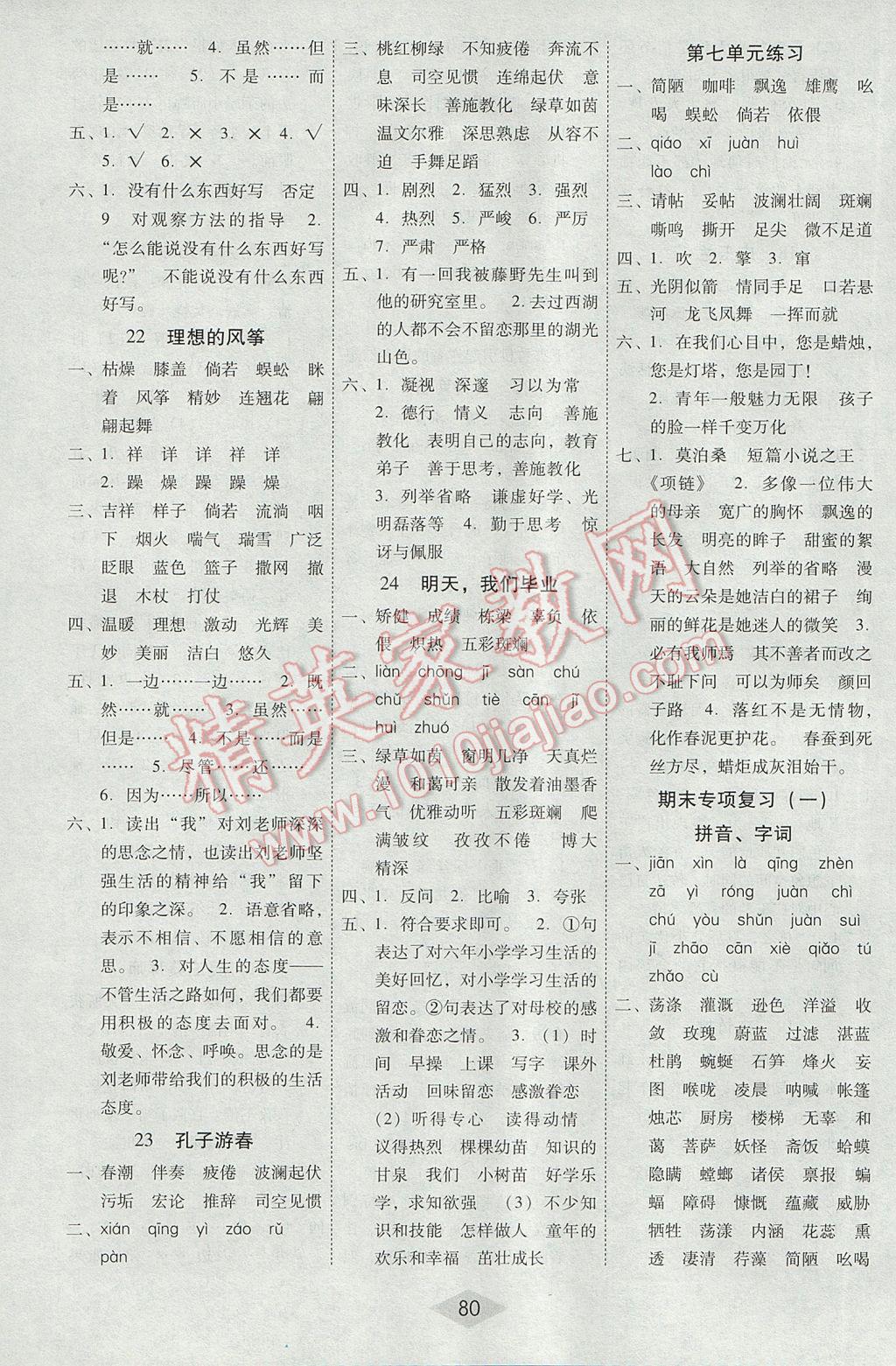 2017年課課練云南師大附小全優(yōu)作業(yè)六年級(jí)語(yǔ)文下冊(cè)語(yǔ)文S版 參考答案第7頁(yè)