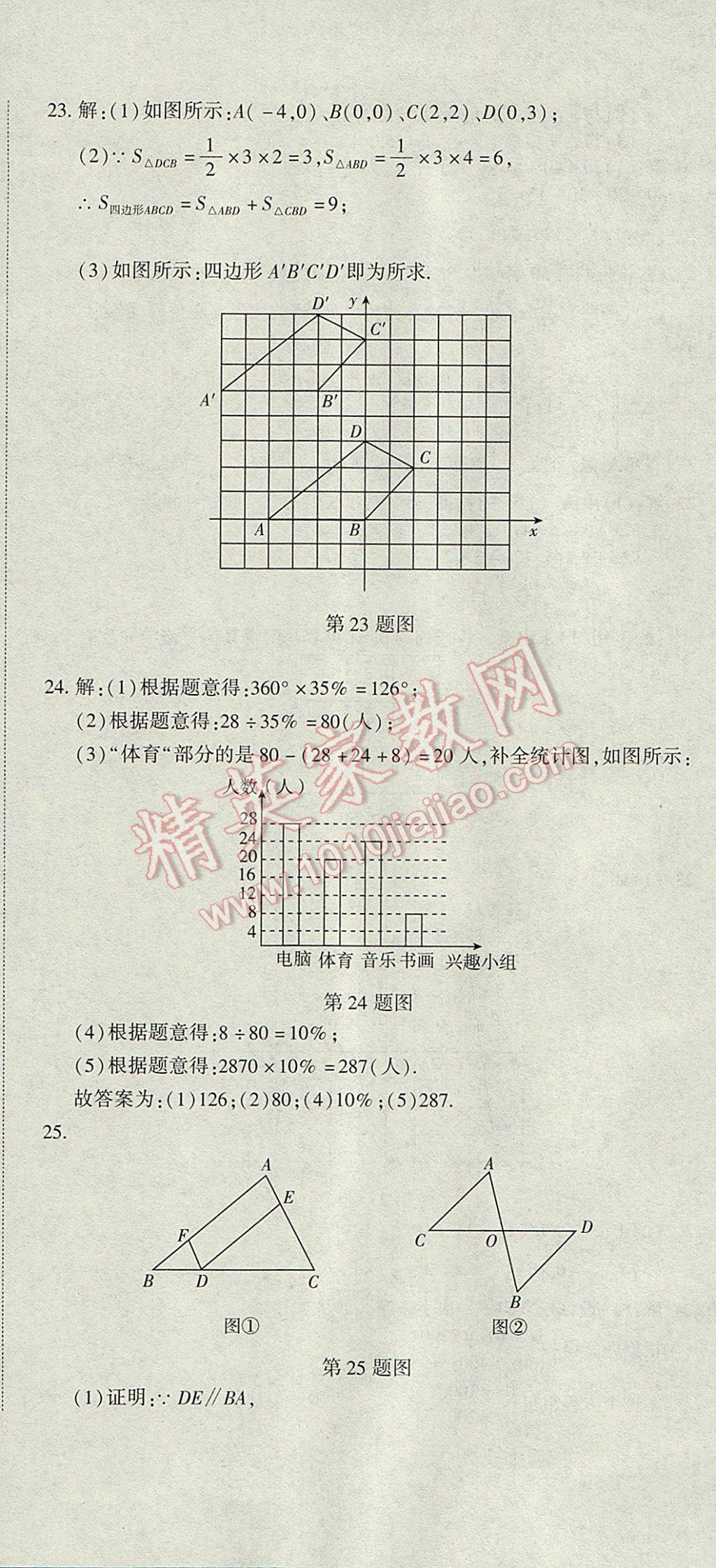 2017年全能闯关冲刺卷七年级数学下册人教版 参考答案第23页