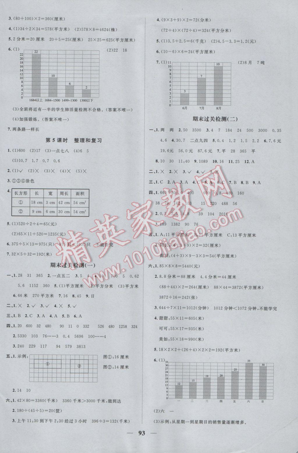 2017年陽光課堂課時優(yōu)化作業(yè)三年級數(shù)學(xué)下冊青島版 參考答案第11頁