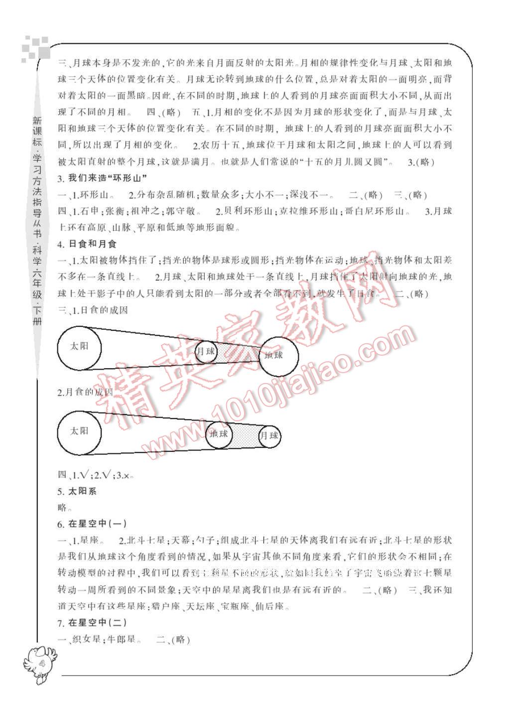 2017年新課標(biāo)學(xué)習(xí)方法指導(dǎo)叢書六年級科學(xué)下冊人教版 參考答案第6頁