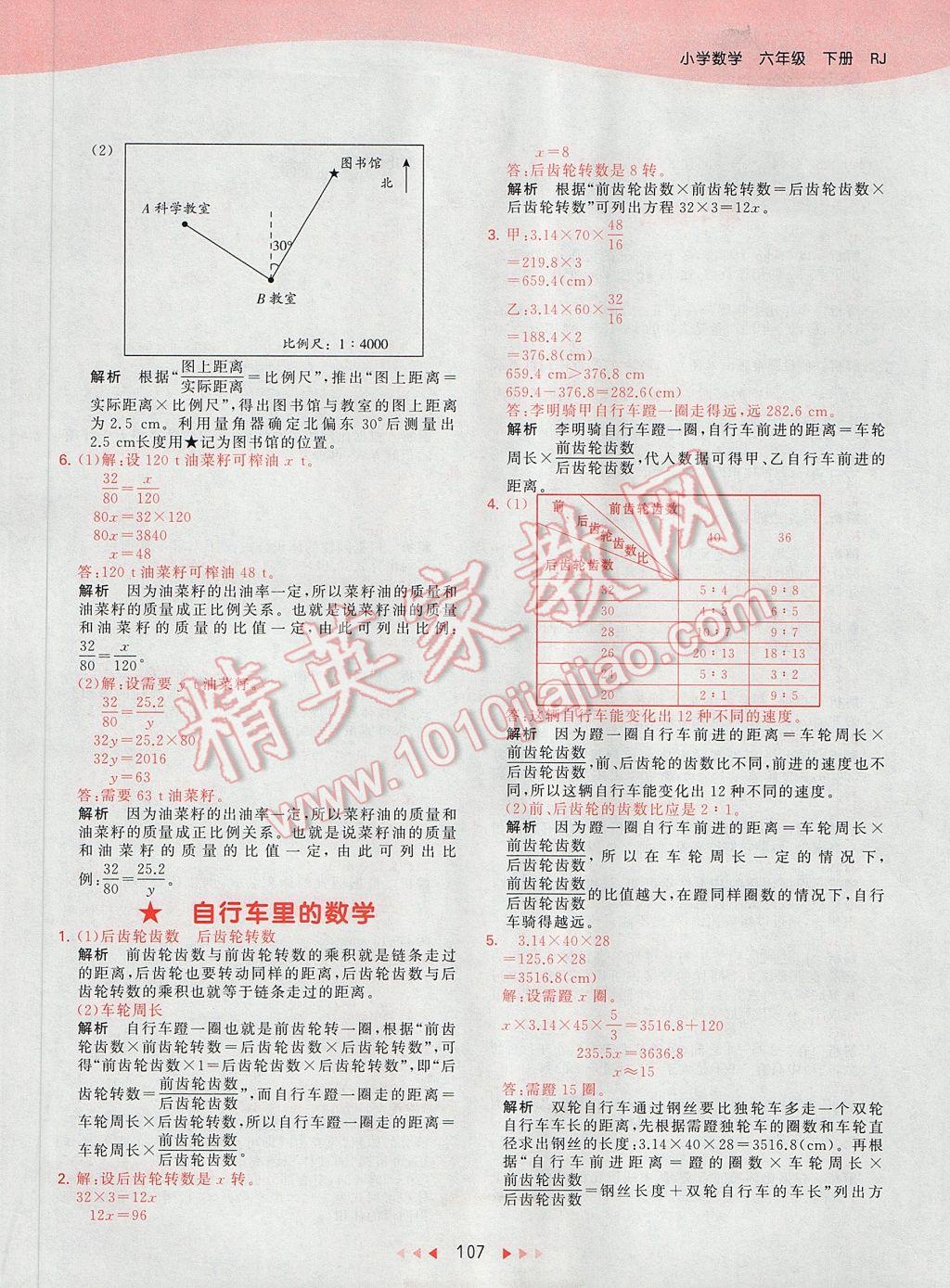 2017年53天天练小学数学六年级下册人教版 参考答案第26页