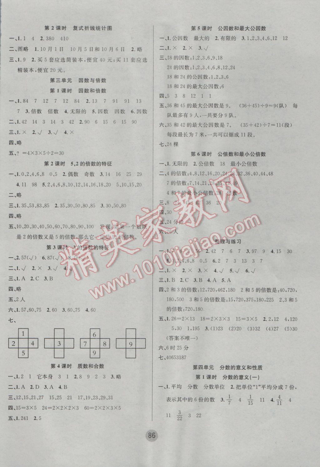 2017年英才小狀元同步優(yōu)化練與測五年級數(shù)學(xué)下冊蘇教版 參考答案第2頁