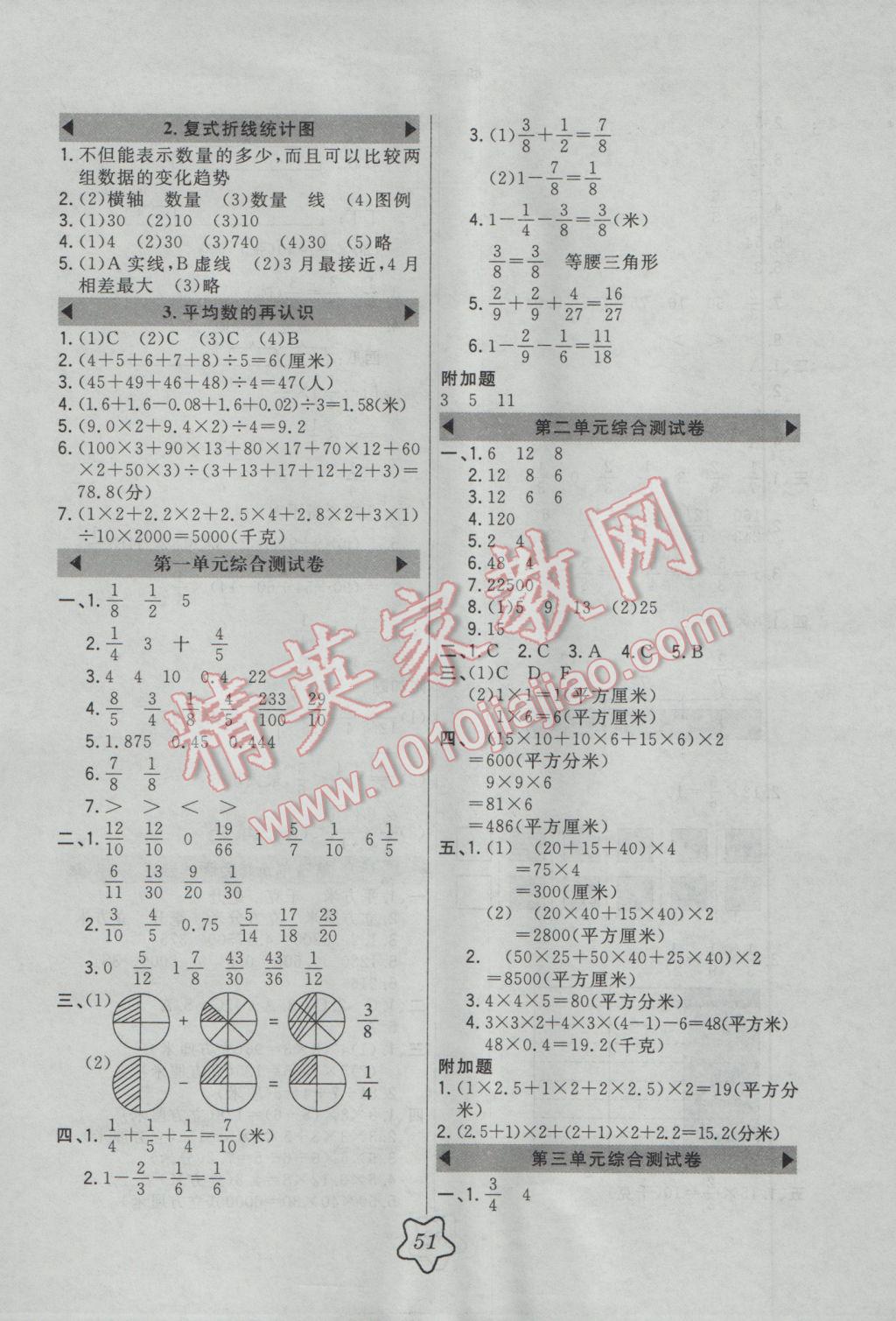 2017年北大绿卡五年级数学下册北师大版 参考答案第6页