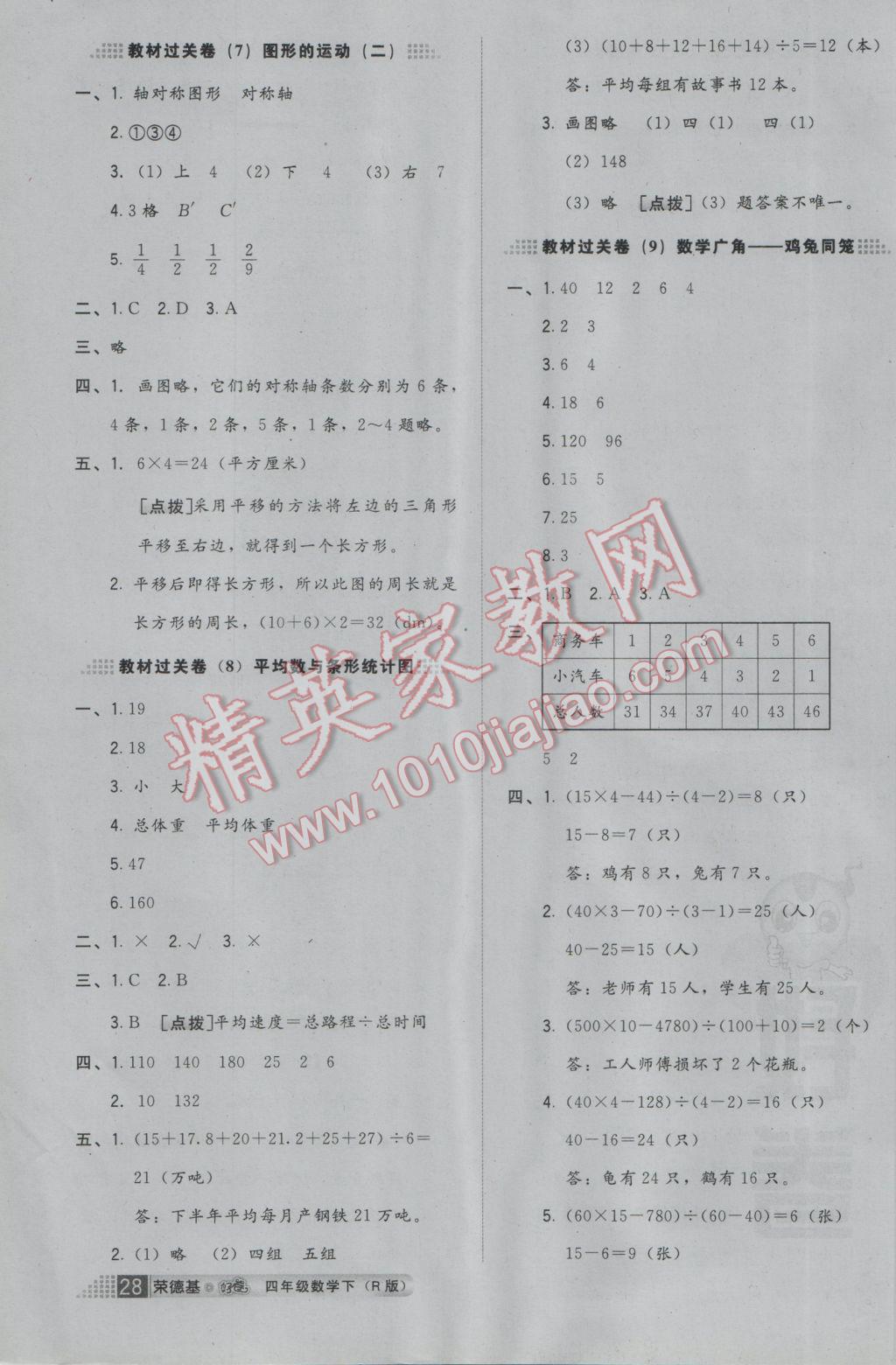 2017年好卷四年级数学下册人教版 参考答案第4页