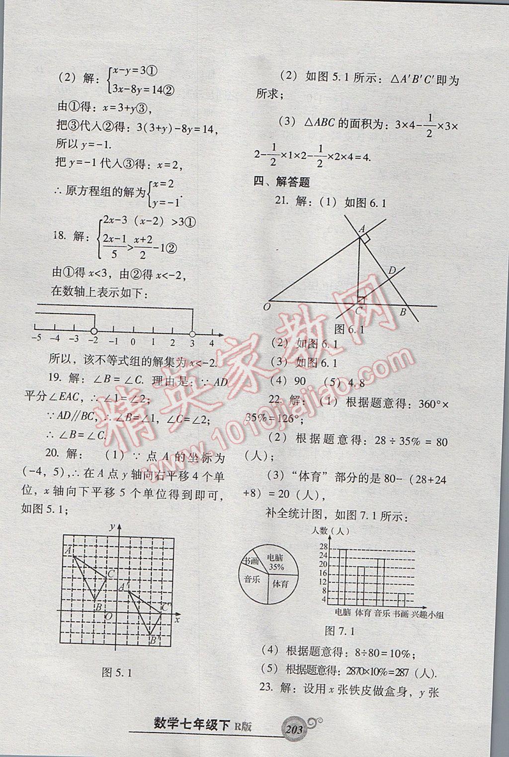 2017年尖子生新课堂课时作业七年级数学下册人教版 参考答案第47页