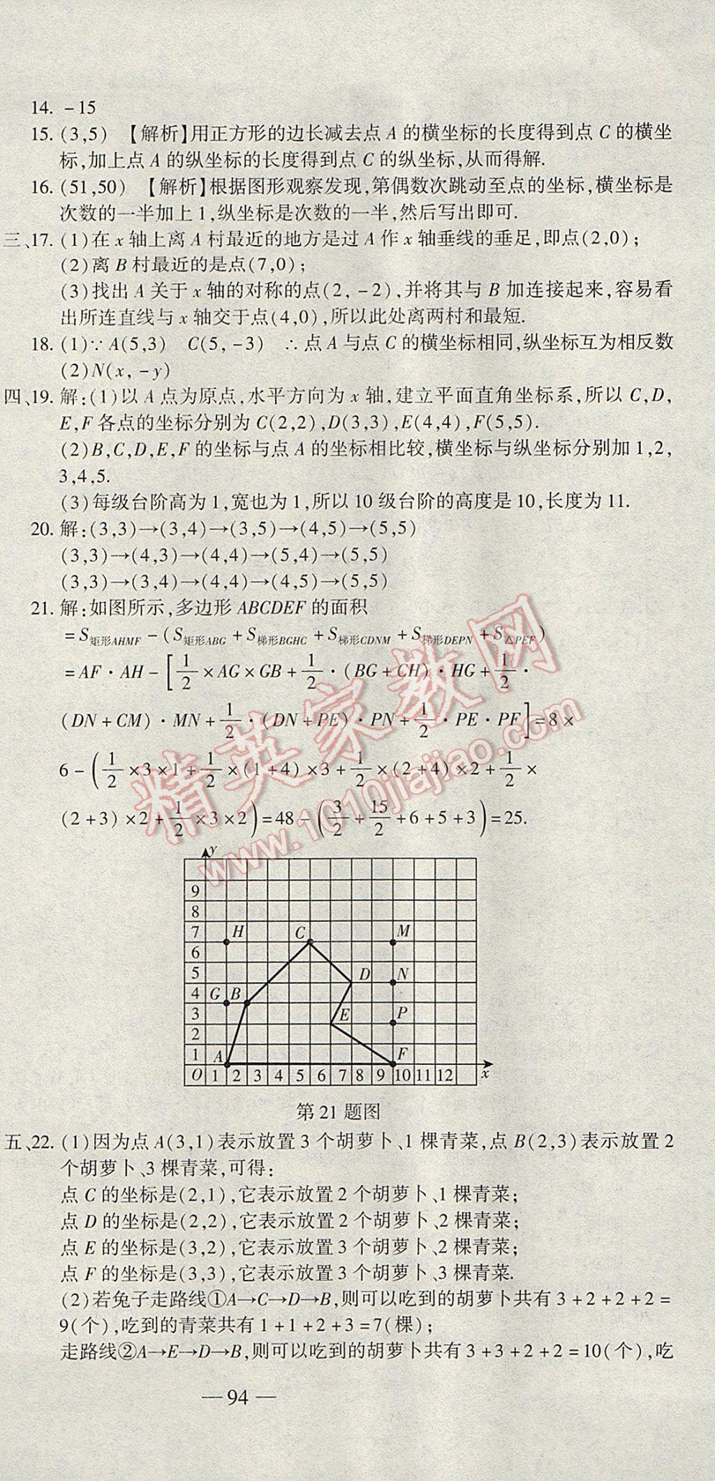 2017年全能闯关冲刺卷七年级数学下册人教版 参考答案第3页