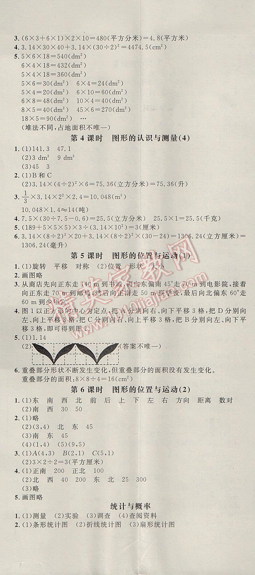 2017年非常1加1一課一練六年級數(shù)學下冊青島版 參考答案第14頁