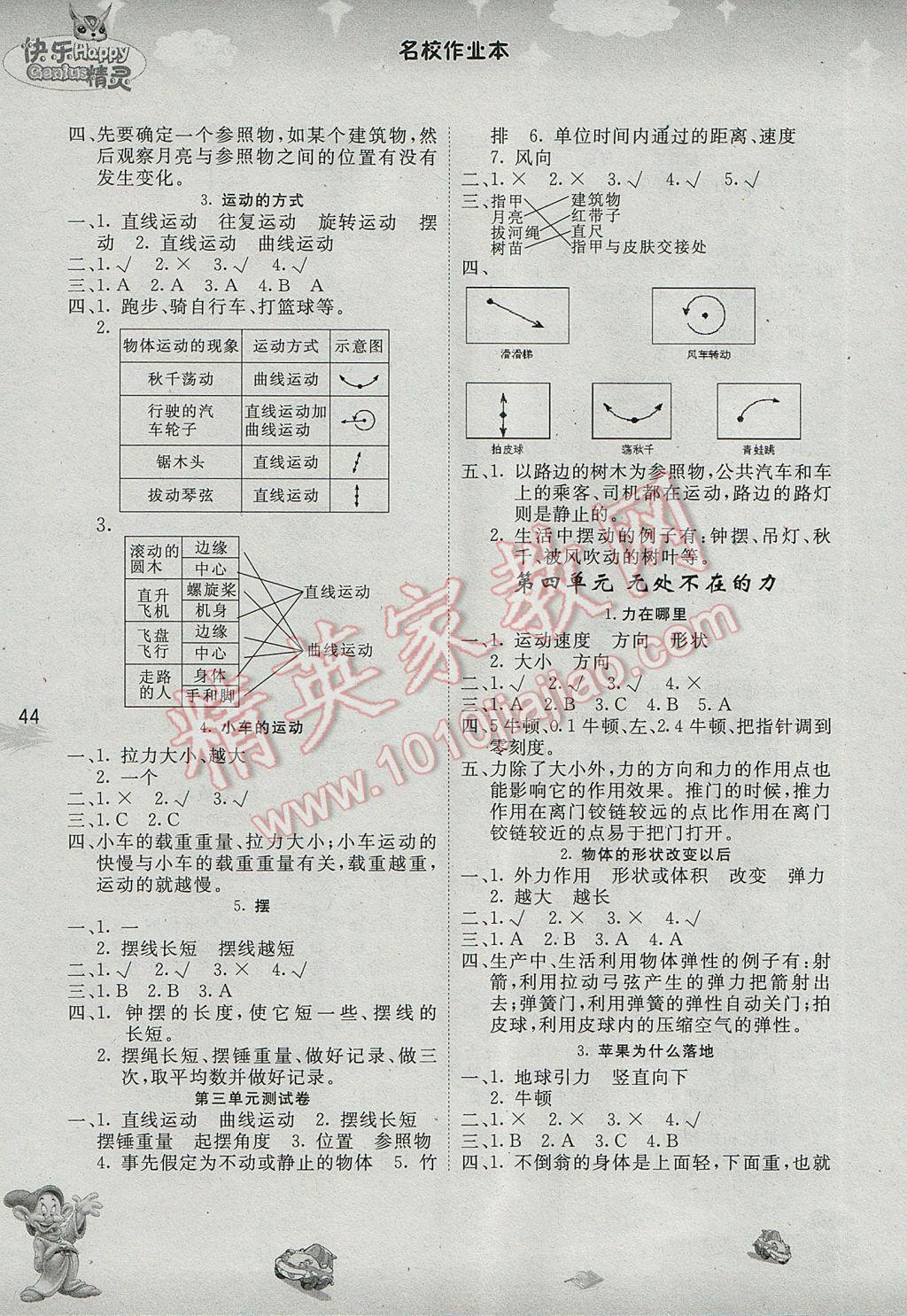 2017年名校作業(yè)本四年級科學下冊蘇教版 參考答案第2頁