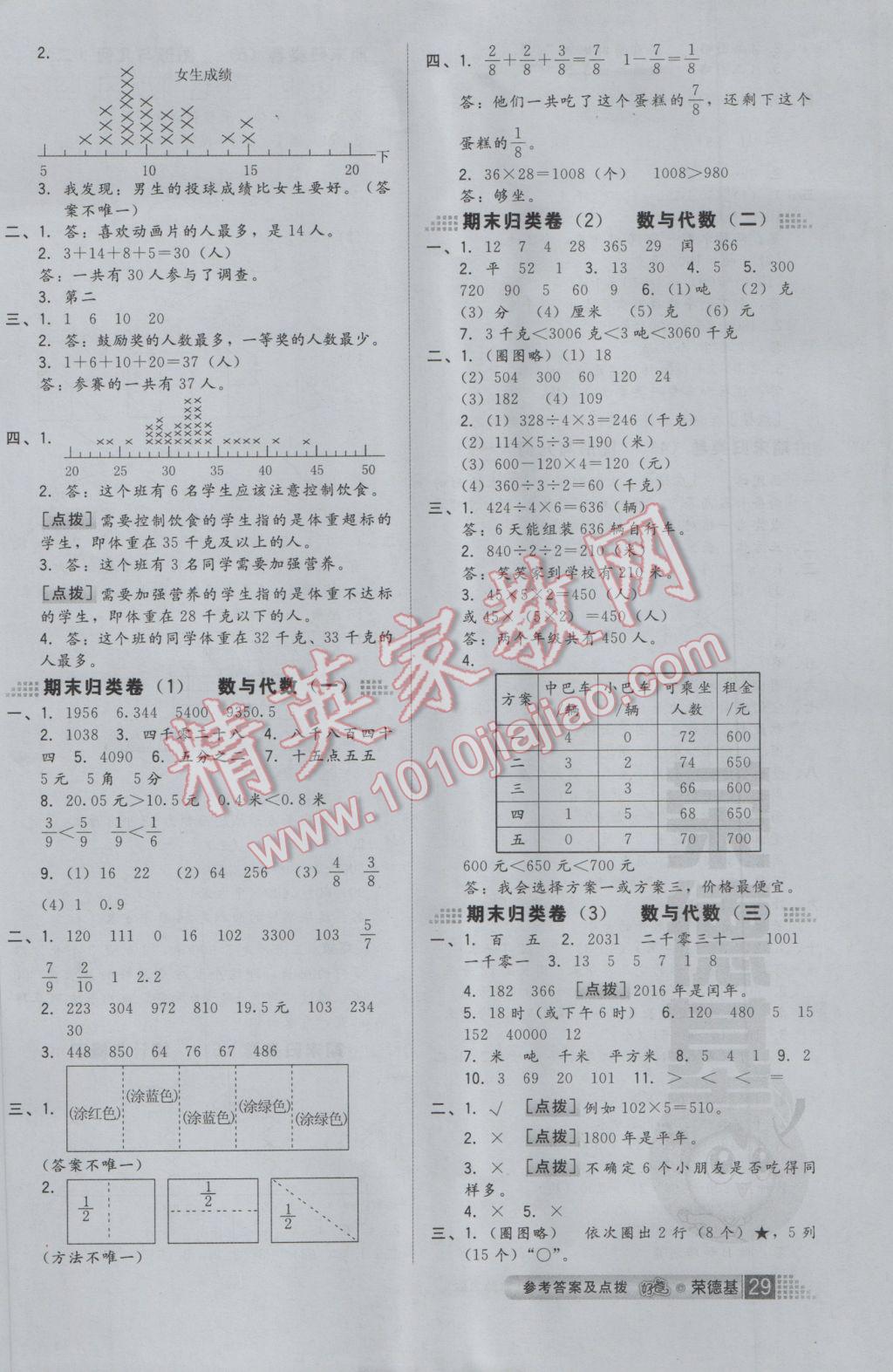 2017年好卷三年级数学下册北师大版 参考答案第3页