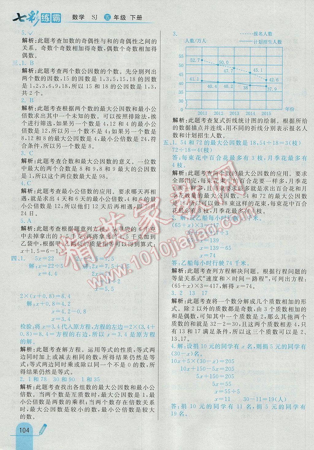 2017年七彩練霸五年級(jí)數(shù)學(xué)下冊(cè)蘇教版 參考答案第16頁(yè)