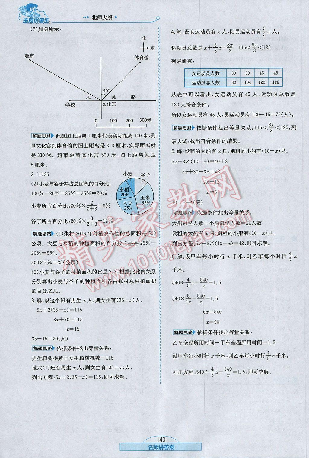 2017年走向优等生六年级数学下册北师大版 参考答案第24页