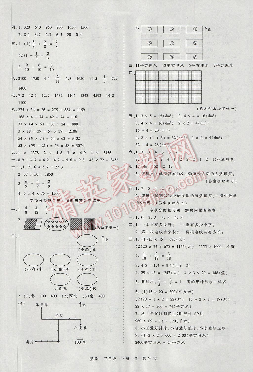 2017年王朝霞考點梳理時習(xí)卷三年級數(shù)學(xué)下冊冀教版 參考答案第6頁