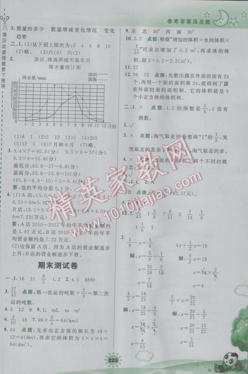 2017年特高级教师点拨五年级数学下册北师大版 参考答案第37页