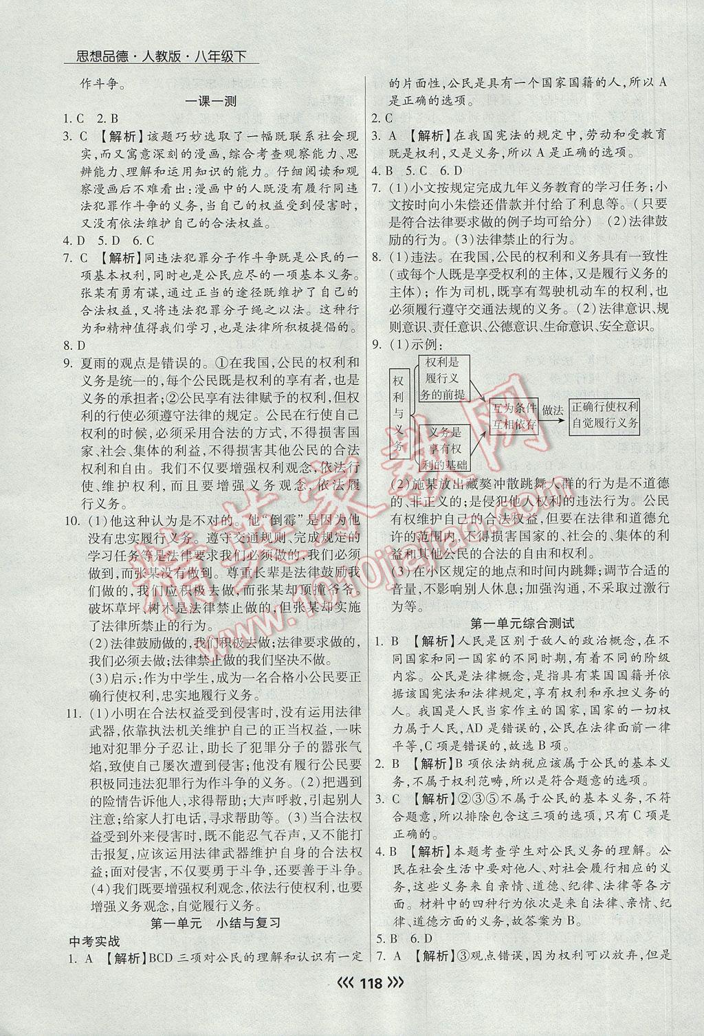 2017年学升同步练测八年级思想品德下册人教版 参考答案第3页