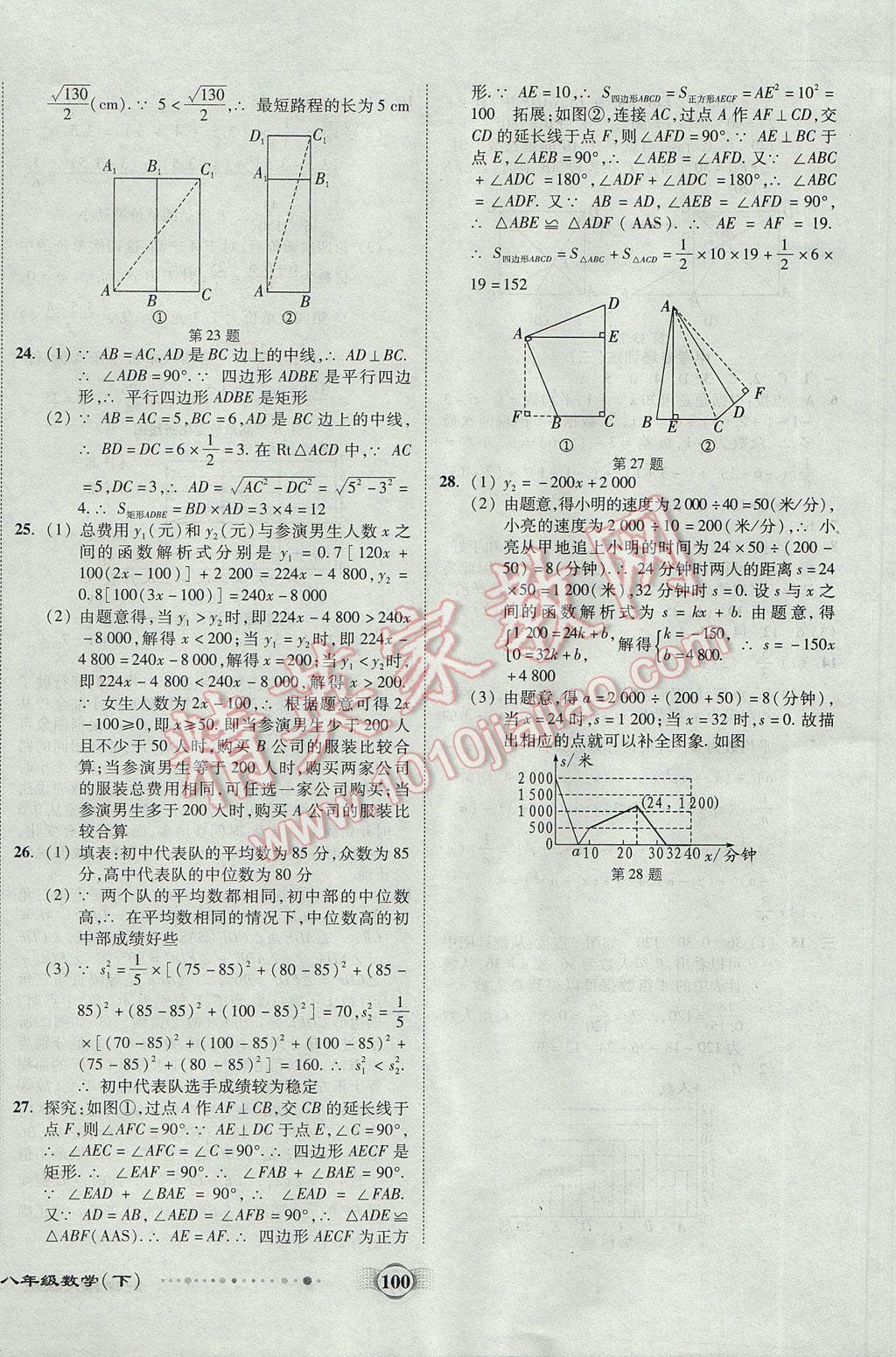 2017年全程優(yōu)選卷八年級數(shù)學(xué)下冊人教版 參考答案第16頁