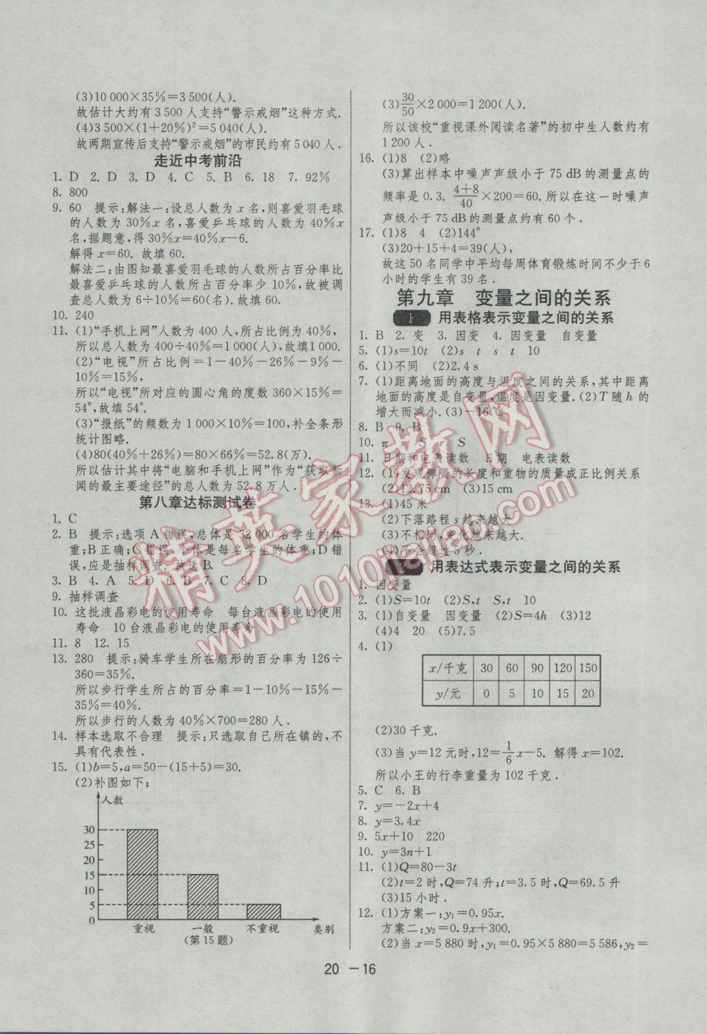 2017年1课3练单元达标测试六年级数学下册鲁教版五四制 参考答案第16页