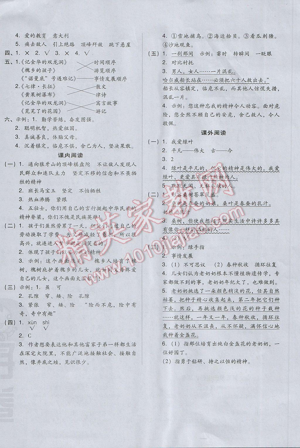 2017年好卷五年級(jí)語(yǔ)文下冊(cè)冀教版 參考答案第12頁(yè)
