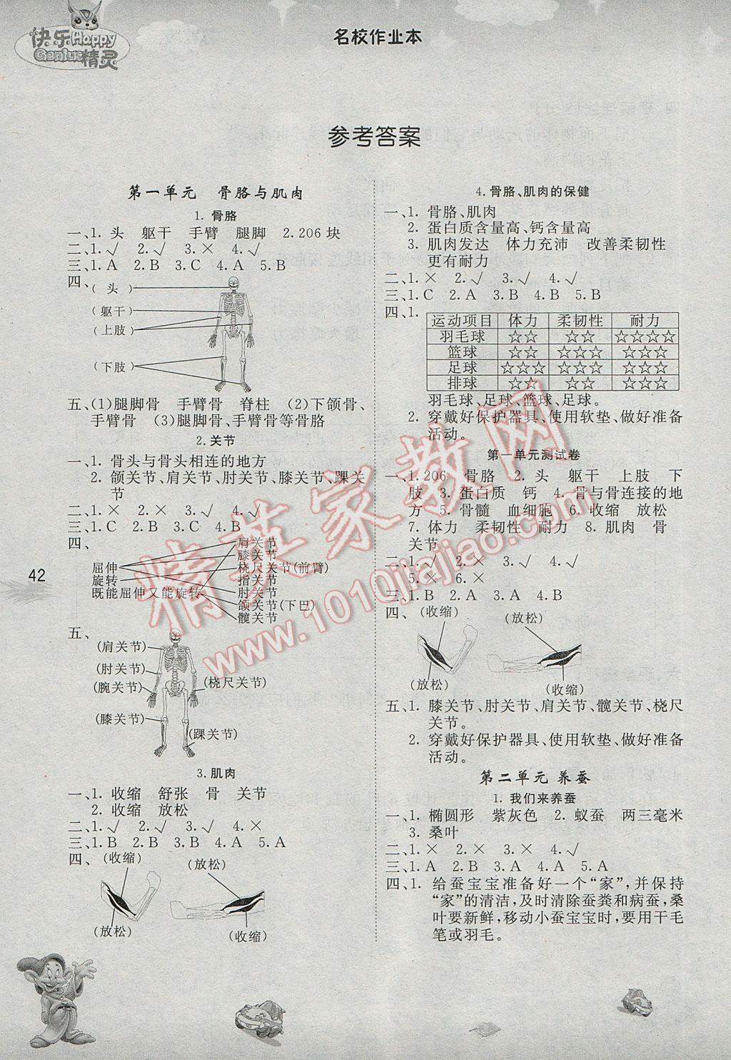 2017年名校作業(yè)本四年級(jí)科學(xué)下冊(cè)蘇教版 參考答案第1頁(yè)