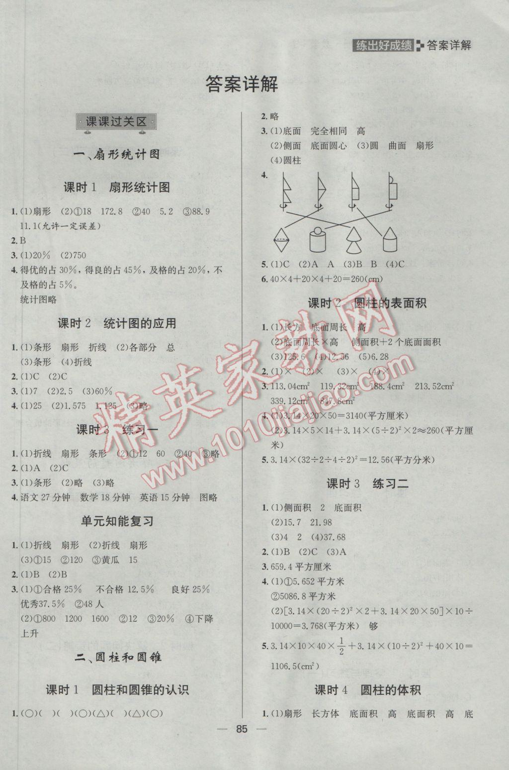 2017年練出好成績六年級數學下冊蘇教版 參考答案第1頁