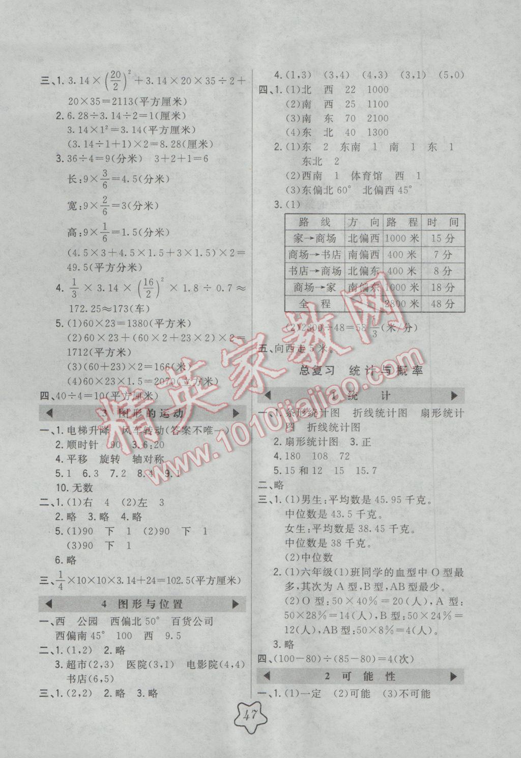 2017年北大绿卡六年级数学下册北师大版 参考答案第11页