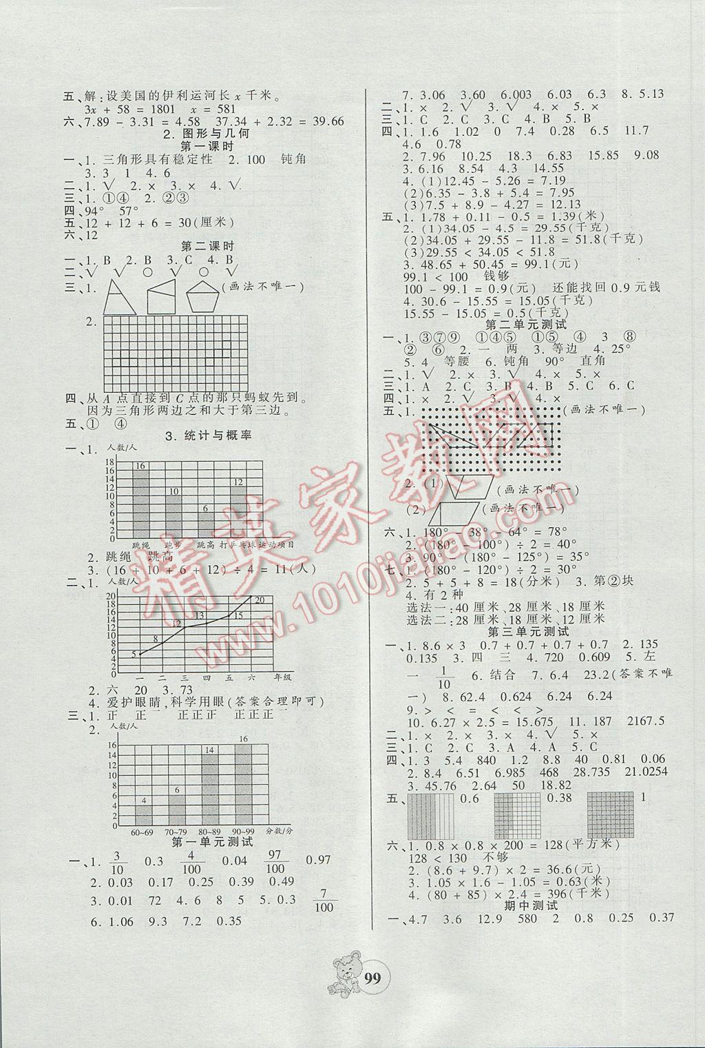 2017年創(chuàng)維新課堂四年級(jí)數(shù)學(xué)下冊(cè)北師大版 參考答案第7頁(yè)