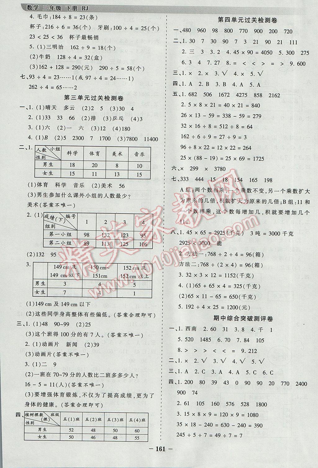 2017年王朝霞德才兼备作业创新设计三年级数学下册人教版 参考答案第13页