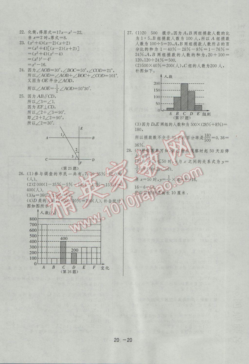 2017年1課3練單元達(dá)標(biāo)測試六年級數(shù)學(xué)下冊魯教版五四制 參考答案第20頁