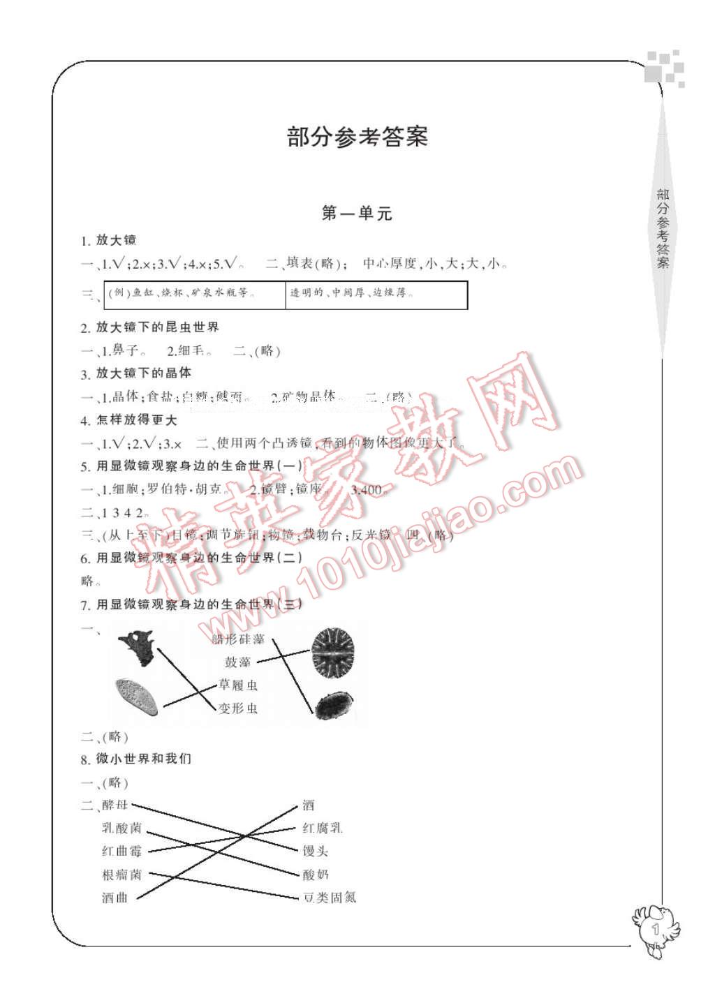 2017年新課標(biāo)學(xué)習(xí)方法指導(dǎo)叢書六年級科學(xué)下冊人教版 參考答案第3頁