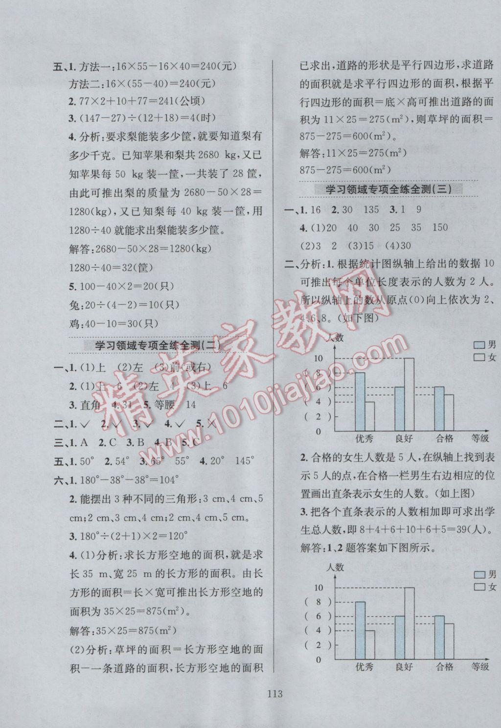 2017年小學(xué)教材全練四年級數(shù)學(xué)下冊人教版 參考答案第17頁