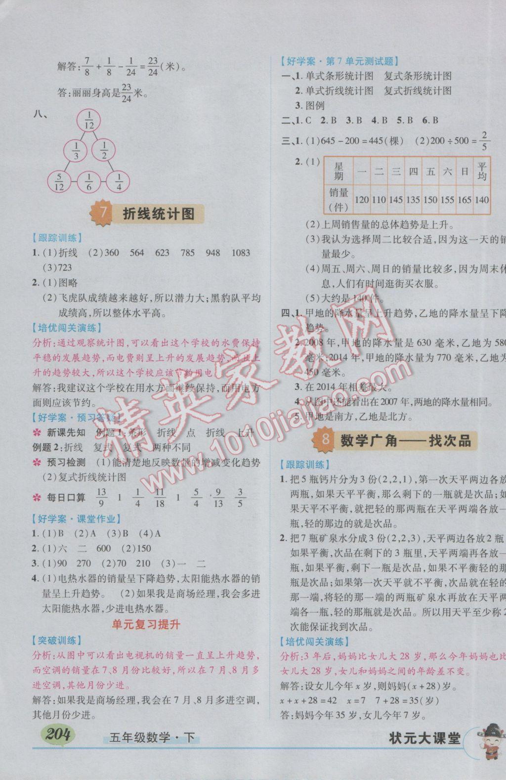 2017年黄冈状元成才路状元大课堂五年级数学下册人教版 参考答案第13页