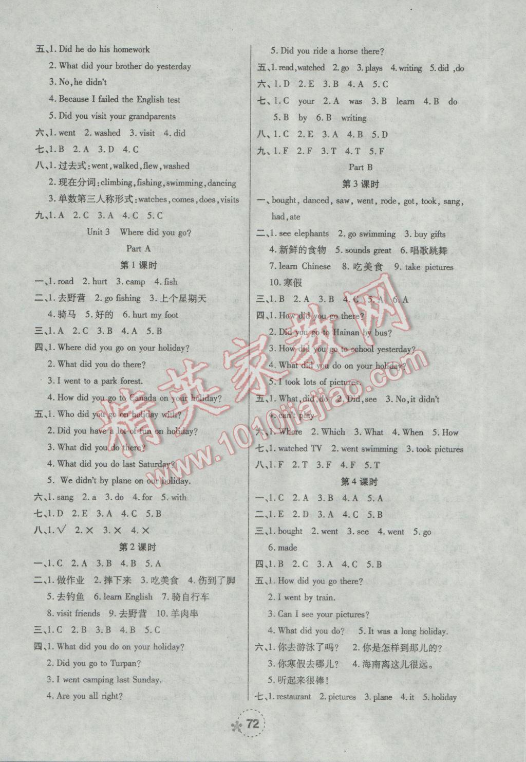 2017年奪冠新課堂隨堂練測(cè)六年級(jí)英語下冊(cè)人教版 參考答案第4頁