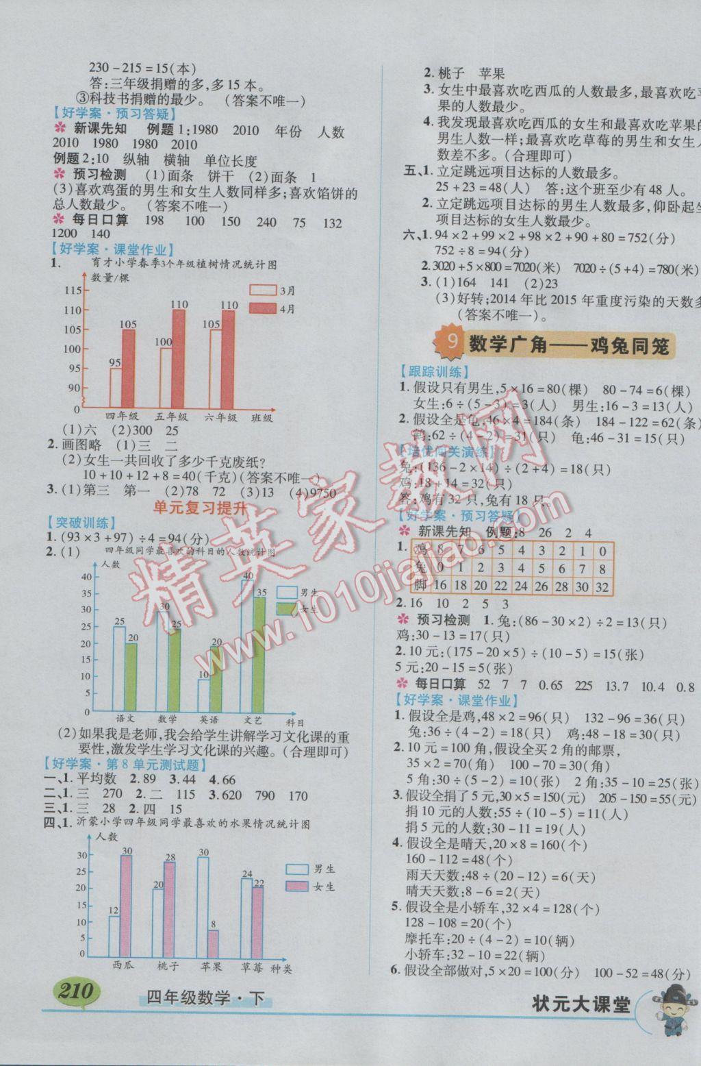 2017年黄冈状元成才路状元大课堂四年级数学下册人教版 参考答案第11页