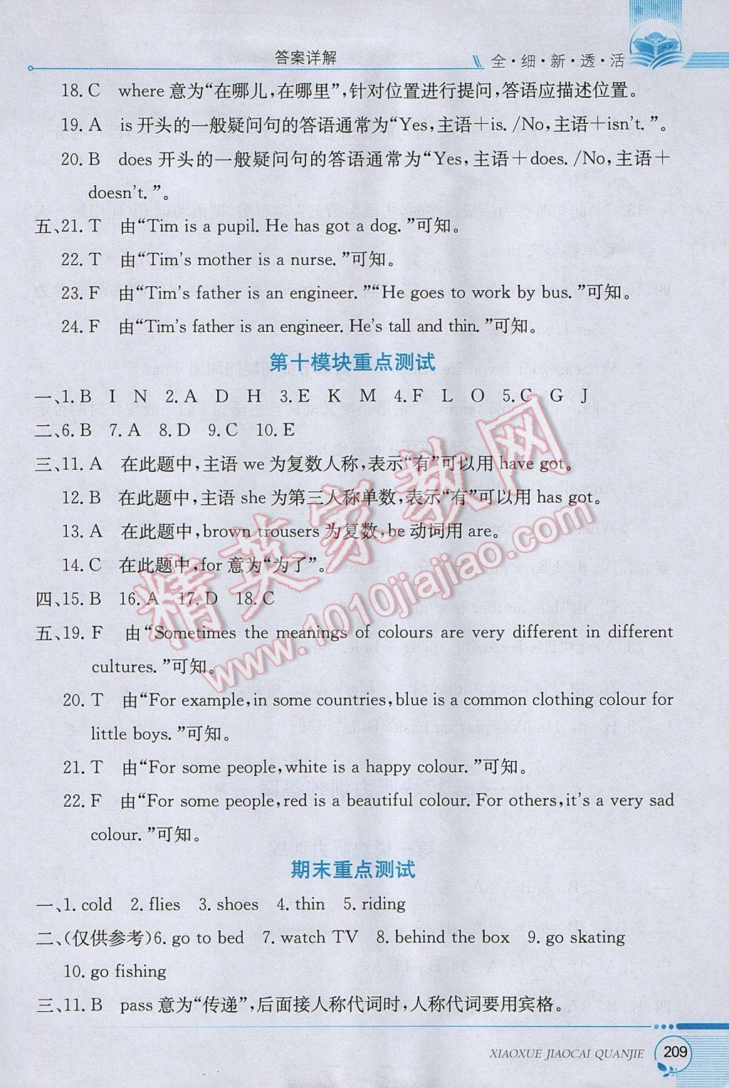 2017年小學(xué)教材全解三年級英語下冊外研版三起 參考答案第15頁