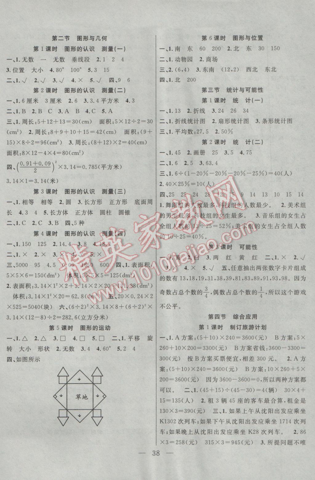 2017年高效課堂課時(shí)精練六年級(jí)數(shù)學(xué)下冊蘇教版 參考答案第6頁