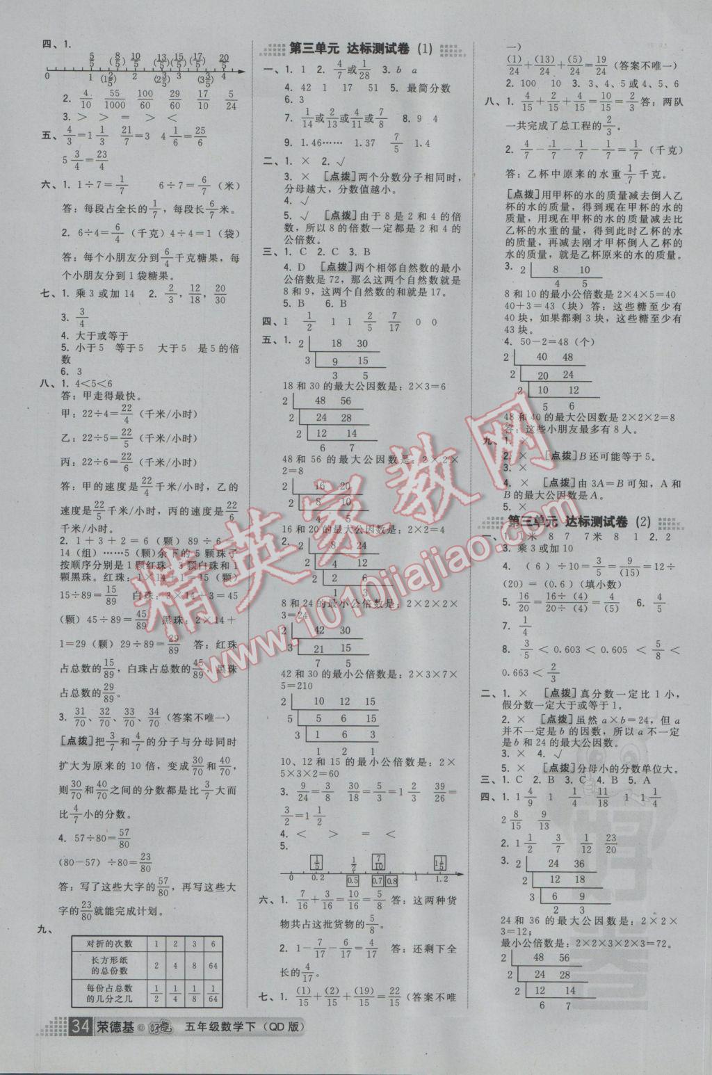 2017年好卷五年级数学下册青岛版 参考答案第6页