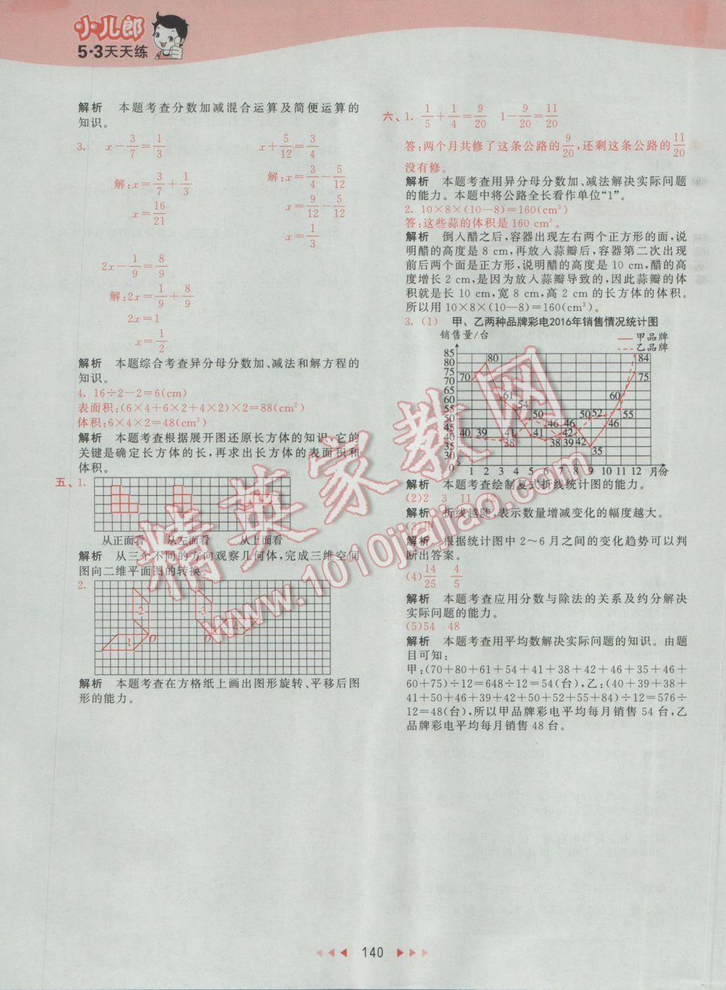 2017年53天天練小學數(shù)學五年級下冊人教版 參考答案第48頁