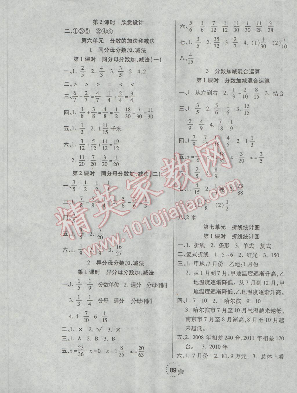 2017年奪冠新課堂隨堂練測五年級數(shù)學(xué)下冊人教版 參考答案第5頁