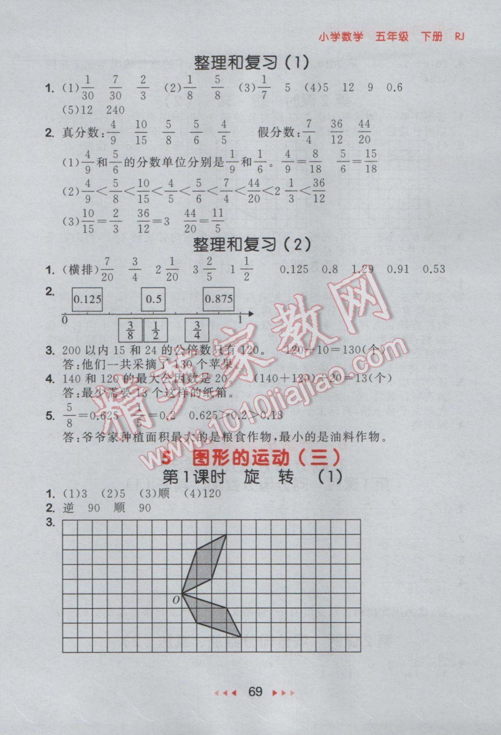 2017年53隨堂測小學(xué)數(shù)學(xué)五年級下冊人教版 參考答案第11頁