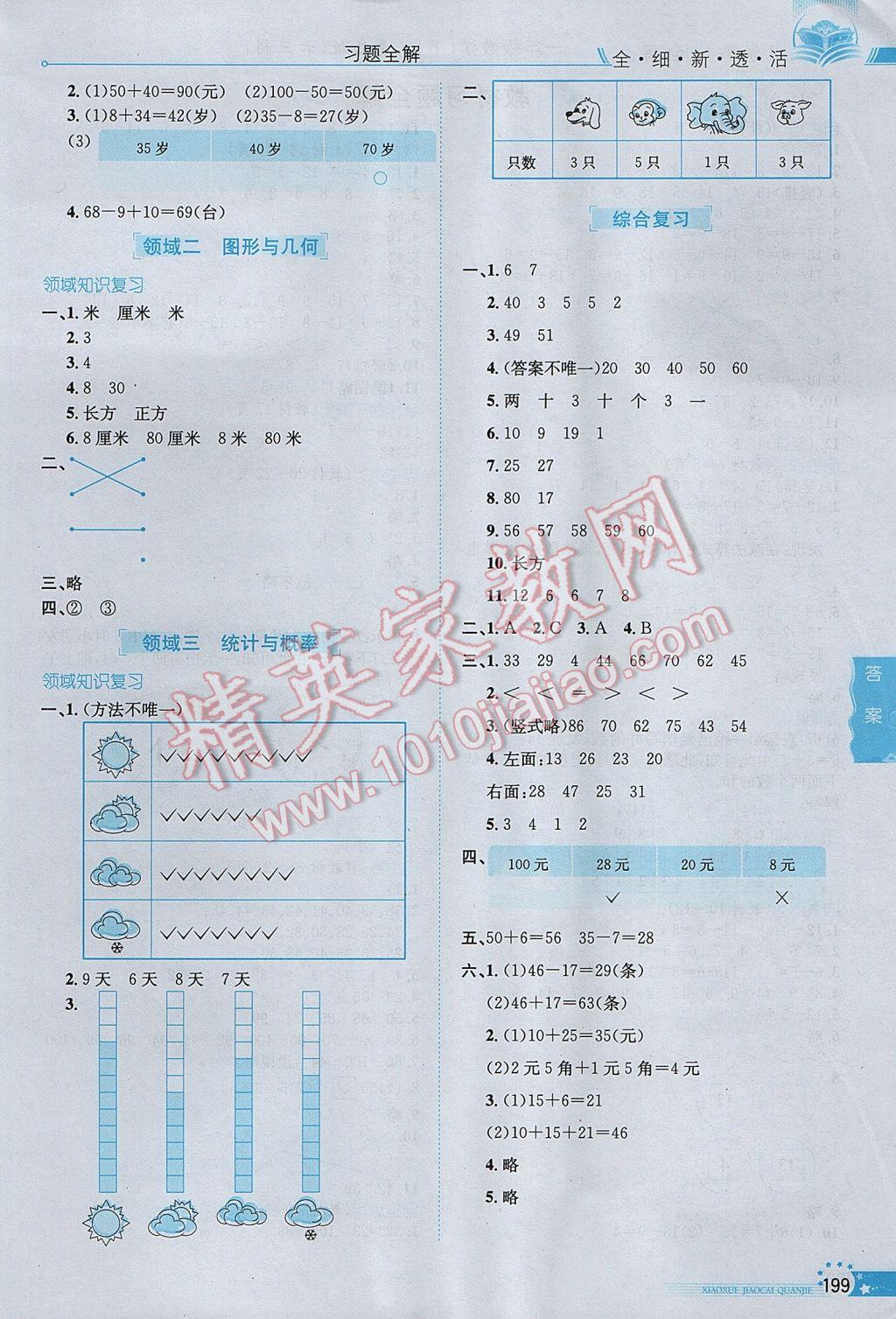 2017年小学教材全解一年级数学下册青岛版六三制 参考答案第9页