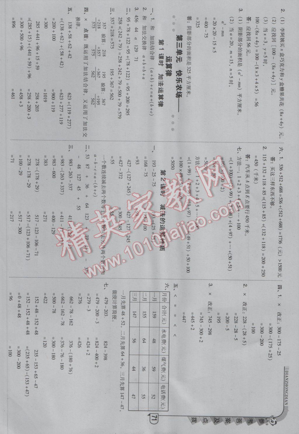 2017年綜合應(yīng)用創(chuàng)新題典中點(diǎn)四年級(jí)數(shù)學(xué)下冊(cè)青島版 參考答案第3頁(yè)