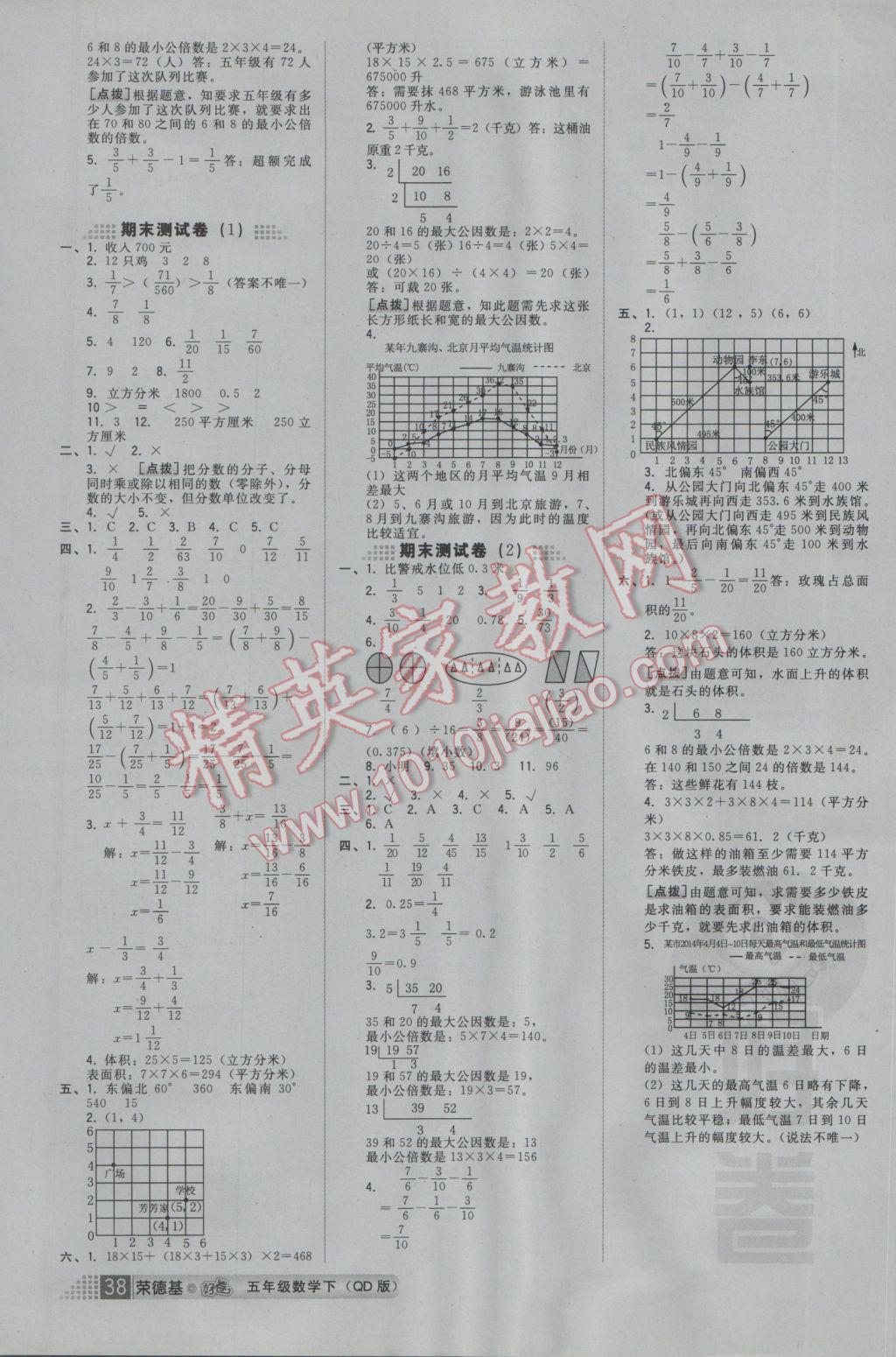 2017年好卷五年级数学下册青岛版 参考答案第10页