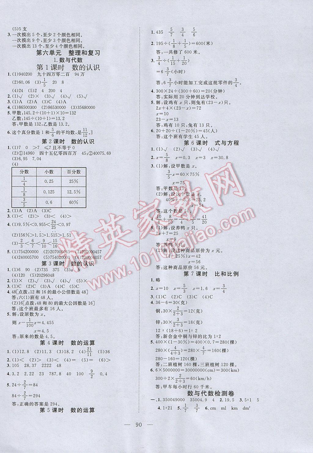 2017年351高效課堂導(dǎo)學(xué)案六年級(jí)數(shù)學(xué)下冊(cè) 參考答案第6頁(yè)