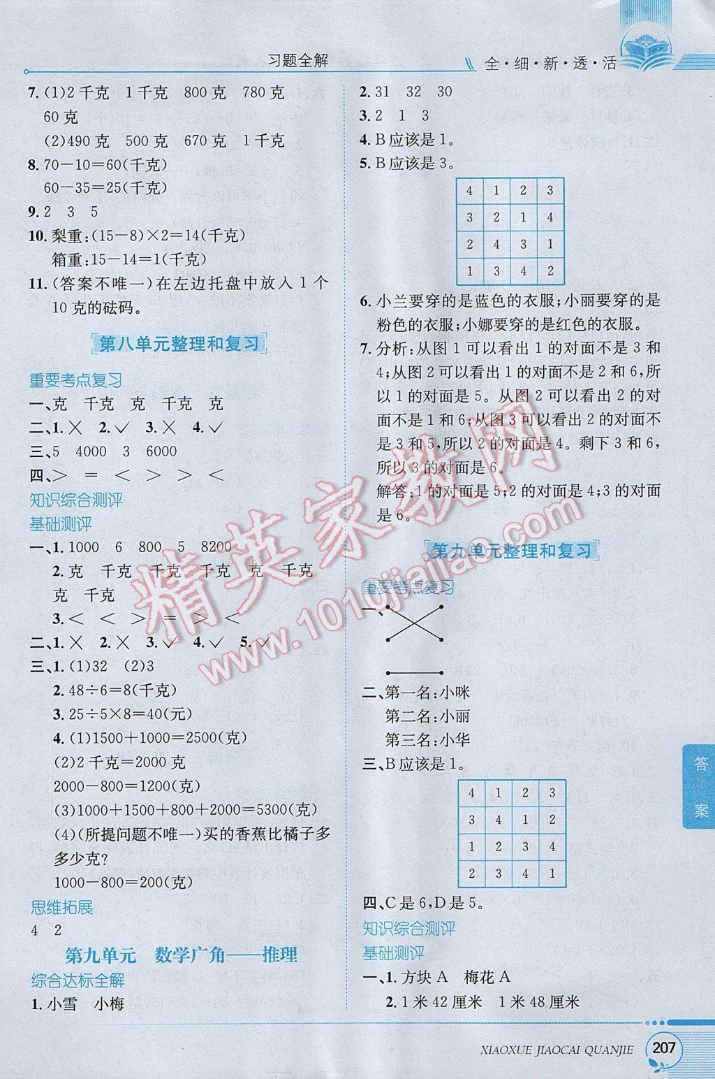 2017年小学教材全解二年级数学下册人教版 参考答案第12页