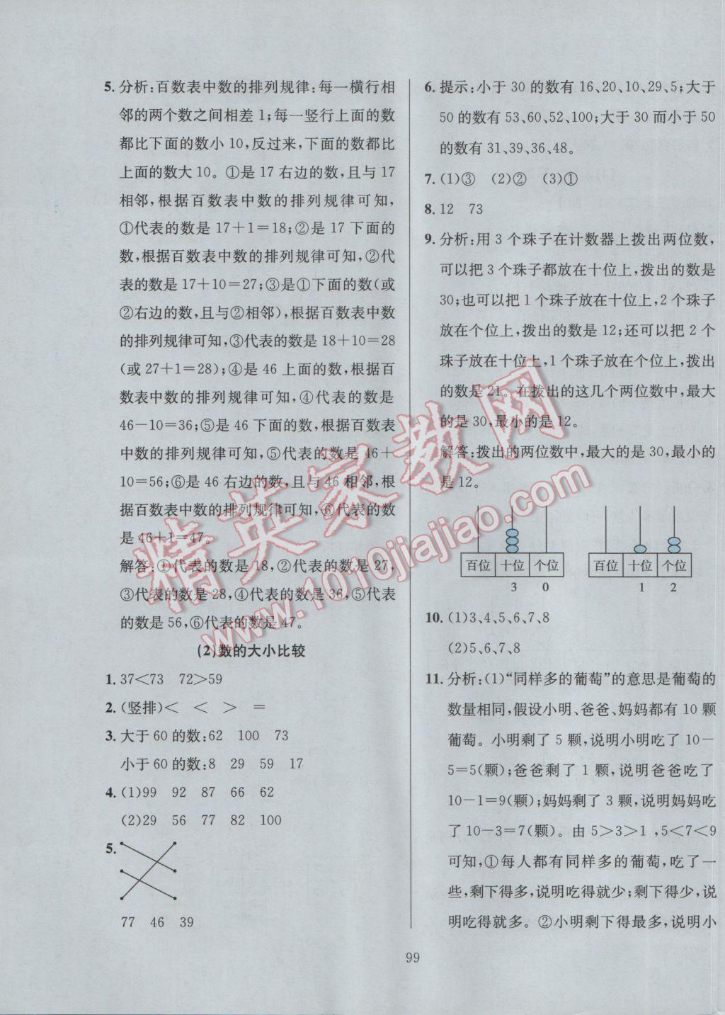 2017年小學教材全練一年級數(shù)學下冊人教版 參考答案第7頁